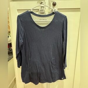 Eddie Bauer Women's Long Sleeve Navy Top